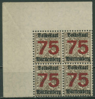 Württemberg Dienstmarken 1919 Mit Aufdruck 271 X 4er-Block, Ecke 1 Postfrisch - Nuevos