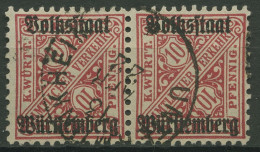 Württemberg Dienstmarken 1919 Mit Aufdruck 262 Waagerechtes Paar Gestempelt - Usados
