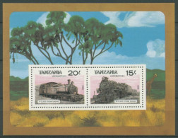 Tansania 1985 Eisenbahn Dampflokomotiven Block 47 Postfrisch (C27395) - Tanzanie (1964-...)