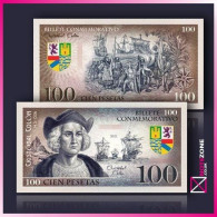 100 Cien Pesetas Christopher Columbus Test Private Fantasy Banknote Note Plastic - [ 9] Colecciones