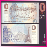 Zero Souvenir 0€ VENEZIA CHIESA E PONTE DEGLI Italy Fantasy Test Note £0, 0 Euro - [ 9] Collections