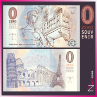 Zero Souvenir 0€ VERONA CASA DI GIULIETTA Test Note £0, 0 Euro - [ 9] Collections