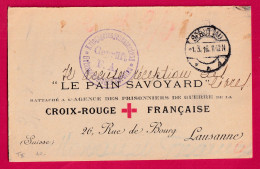 WW1 SPROTTAU POLOGNE POLAND + CAD CENSURE CESOR POUR CROIX ROUGE FRANCAISE LAUSANNE SUISSE LE PAIN SAVOYARD SAVOIE - WW I