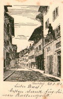 13798819 Zug  ZG Altstadt Untergasse Militaerpost Zeichnung Kuenstlerkarte  - Autres & Non Classés