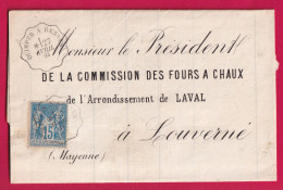 N°90 CONVOYEUR LIGNE CONVOYEUR LIGNE QUIMPER A RENNES FINISTERE ILLE ET VILAINE POUR LOUVERNE MAYENNE 1884 LETTRE - 1877-1920: Periodo Semi Moderno