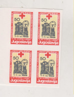 YUGOSLAVIA, 1988 50 Din Red Cross Charity Stamp  Imperforated Proof Bloc Of 4 MNH - Ungebraucht