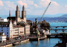 13797179 Zuerich ZH City Kunstinstallation Hafenkran An Der Limmat Kirche Zueric - Autres & Non Classés