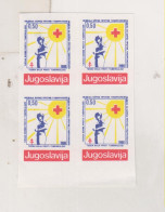 YUGOSLAVIA, 1990 0.50 Din Red Cross Charity Stamp  Imperforated Proof Bloc Of 4 MNH - Ongebruikt