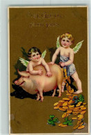 13151108 - Neujahr Engel Geld AK - Pigs