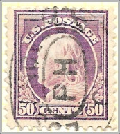 USA 1912 50 Cents Franklin Used V1 - Used Stamps