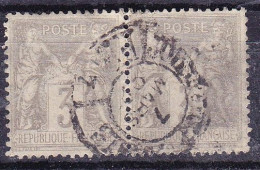 FRANCE N°87 En Paire Oblitérée, Type Sage  3c Gris Type 2 - 1876-1898 Sage (Tipo II)