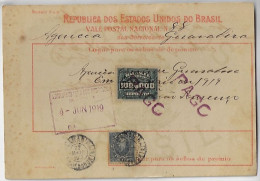 Brazil 1919 Money Order From Guarabira To Bahia Vale Postal 100,000 + 1.000 Reis Stamp Baron Of Rio Branco - Cartas & Documentos