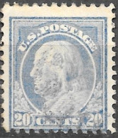 USA 1912 20 Cents Ultramarine Franklin Used V1 - Usati