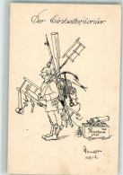 39870508 - Mit Werkzeug Vollbepackter Landser Humor Feldpost 24. Inf.-Div. - War 1914-18