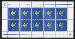 Germany 2002 / Michel 2234 Kb - 1 January 2002 Introduction Of Euro Cash - Sheet Of 10 Stamps MNH - Ongebruikt