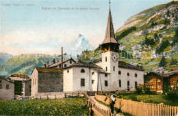 13821087 Zermatt VS Eglise Et Mont Cervin Dorfansicht Mit Kirche Matterhorn Wall - Altri & Non Classificati