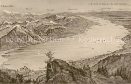13816257 Lac Leman Genfersee GE Panoramakarte  - Andere & Zonder Classificatie