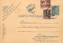 Romania Postal Card  Aiud 1946 Cluj Royalty Franking Stamps - Roumanie