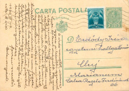 Romania Postal Card  Aiud 1936 Cluj Royalty Franking Stamps - Roemenië