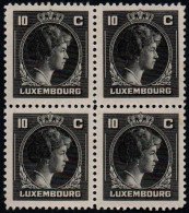 Luxembourg 1944 GD Charlotte 10c Black, Block X 4, MNH ** Mi 348 (Ref: 2076) - Ungebraucht