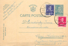 Romania Postal Card Cluj 1941 Cluj Franking Stamps - Romania