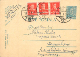 Romania Postal Card 1941 Sibiu Royalty Franking Stamps - Roumanie