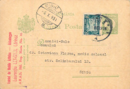 Romania Postal Card 1931 Sibiu Arad Royalty Franking Stamps - Romania