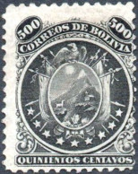 Bolivia 1868 CEFIBOL 22. No Gum (*). 500 CENTS 9 STARS. Imperceptibly Thin. Usual Centering. - Bolivia