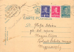 Romania Postal Card 1941 Timisoara Royalty Franking Stamps - Rumänien