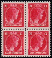 Luxembourg 1944 GD Charlotte 70c Red, Block X 4, MNH ** Mi 356 (Ref: 2083) - Ongebruikt