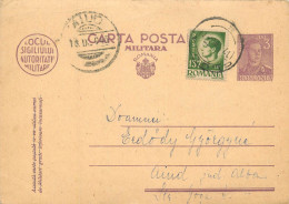 Romania Postal Card 1946 Aiud Royalty Franking Stamps - Romania