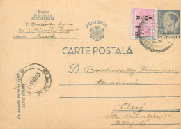 Romania Postal Card 1946 Cluj Royalty Franking Stamps - Romania