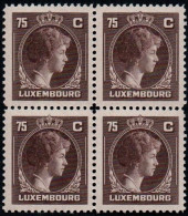 Luxembourg 1946 GD Charlotte 75c Brown, Block X 4, MNH ** Mi 358 (Ref: 2085) - Nuovi