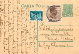 Romania Postal Card 1937 Aiud Cluj Royalty Franking Stamps - Roumanie