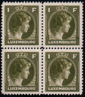 Luxembourg 1944 GD Charlotte 1F Olive, Block X 4, MNH ** Mi 359 (Ref: 2086) - Nuovi