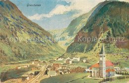 13784457 Goeschenen Goeschenen UR Panorama Mit Kirche Kuenstlerkarte  - Andere & Zonder Classificatie