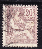 FRANCE Timbre Oblitéré N° 126, Type Mouchon Retouché 20c Brun-lilas - 1900-02 Mouchon