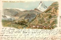 13770337 Zermatt VS Panorama Mit Matterhorn Kuenstlerkarte Zermatt VS - Andere & Zonder Classificatie