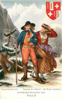 13767217 Wallis Valais Kanton Schweizer Trachtenpaar 1830 Wallis Valais Kanton - Altri & Non Classificati