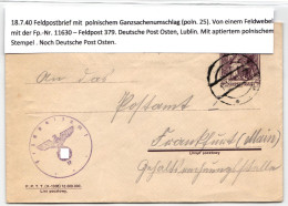 Generalgouvernement Feldpost Auf Brief Feldpost Generalgouvernement #KY516 - Occupazione 1938 – 45