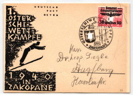 Generalgouvernement 30 Auf Postkarte Oster-Schi-Wettkämpfe #KY492 - Bezetting 1938-45