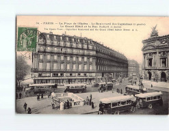 PARIS : La Place De L'Opéra, Le Boulevard Des Capucines, Le Grand Hôtel Et La Rue Aubert - Très Bon état - Plazas