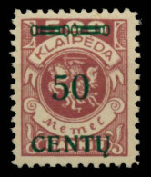 MEMEL 1923 Nr 173AI Postfrisch Gepr. X6B5342 - Memelland 1923