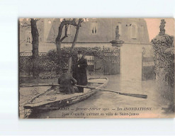 PARIS: Inondations 1910, Jean Coquelin Quittant Sa Villa De Saint-James - état - Paris Flood, 1910