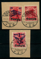 DANZIG 1920 Nr 50-52 Zentrisch Gestempelt Briefstück Gepr. X6E6352 - Oblitérés