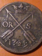 Coin Coper Sverige 1 Ore Double  And Irregular Coin Date1742 Rare - Sweden