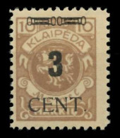 MEMEL 1923 Nr 186 Postfrisch Gepr. X7DA402 - Memelland 1923