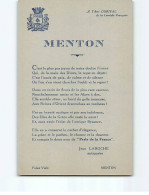MENTON : Citation De Jean Laroche Sur La Ville - Très Bon état - Menton