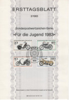 Germany Deutschland 1983-03 Fur Die Jugend, Motorcycle Bike Motorbike Cycle Transport, Canceled In Berlin - 1981-1990