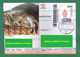 INDONESIA 2023 - Postcard Sent To INDIA With 2022 G20 SUMMIT Stamp - Postal Used Post Card With Delivery Cancellation - Indonesia